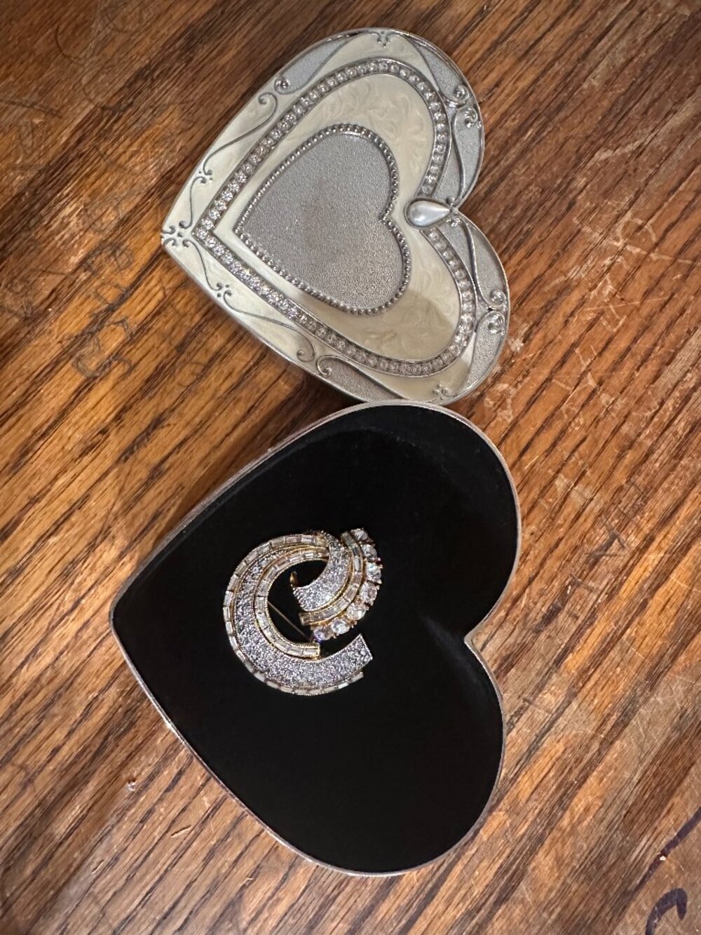Vintage Swarovski convertible brooch/pendant & Heart-shaped box